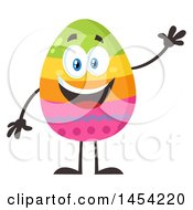 Poster, Art Print Of Cartoon Colorful Easter Egg Mascot Character Waving