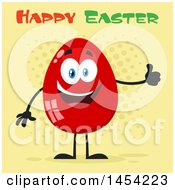 Poster, Art Print Of Cartoon Red Easter Egg Mascot Character Giving A Thumb Up Under Text