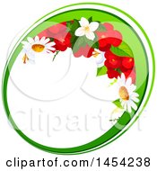 Poster, Art Print Of Circular Frame Of Red Begonia And Daisy Flowers