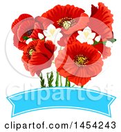 Beautiful Red Poppies Over A Blank Banner