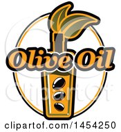Clipart Graphic Of A Black Olives And Oil Design With Text Royalty Free Vector Illustration