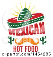 Poster, Art Print Of Mexican Food Design With A Sombrero Mustach And Cactus