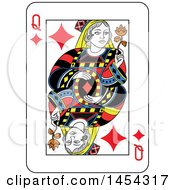 Poster, Art Print Of French Styled Queen Of Diamonds Playing Card Design