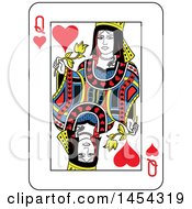Clipart Graphic Of A French Styled Queen Of Hearts Playing Card Design Royalty Free Vector Illustration