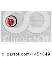 Clipart Of A Retro Red Buffalo Head In A Black White And Gray Circle And Gray Rays Background Or Business Card Design Royalty Free Illustration