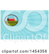 Clipart Of A Silo Barn And Shed In An Oval And Blue Rays Background Or Business Card Design Royalty Free Illustration