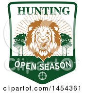 Poster, Art Print Of Roaring Male Lion Hunting Open Season Shield