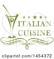 Poster, Art Print Of Green Cocktail And Italian Cuisine Text Design