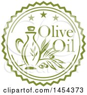 Poster, Art Print Of Green Olive Branch And Oil Bottle Label Design With Text