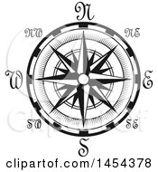 Poster, Art Print Of Black And White Nautical Compass Rose