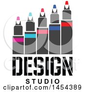 Poster, Art Print Of Row Of Colored Markers Over Design Studio Text