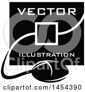 Clipart Graphic Of A Black And White Computer Screen And Mouse With Vector Illustration Text Royalty Free Vector Illustration