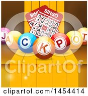 Poster, Art Print Of 3d Jackpot Bingo Balls With Cards Over Steps