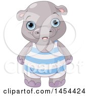 Clipart Graphic Of A Cute Baby Boy Hippo Royalty Free Vector Illustration