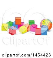 Poster, Art Print Of Toy Mouse And Ball With Colorful Blocks