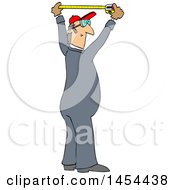 Clipart Graphic Of A Cartoon White Male Worker Using A Tape Measure Royalty Free Vector Illustration