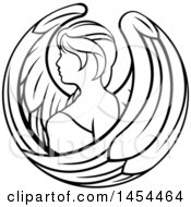 Clipart Graphic Of A Black And White Lineart Virgo Angel Astrology Zodiac Horoscope Royalty Free Vector Illustration
