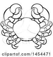 Clipart Graphic Of A Black And White Lineart Cancer Crab Astrology Zodiac Horoscope Royalty Free Vector Illustration