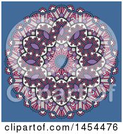 Clipart Graphic Of A Decorative Mandala Design Over Blue Royalty Free Vector Illustration by KJ Pargeter