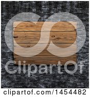 Poster, Art Print Of 3d Wooden Sign On A Black Brick Wall
