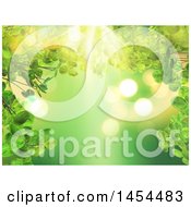 Poster, Art Print Of 3d Background Of Green Leaves And Sunshine
