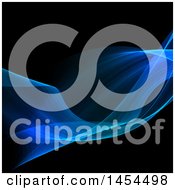 Clipart Graphic Of A Blue Flowing Wave On Black Royalty Free Vector Illustration