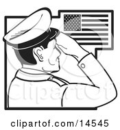 Military Man Saluting The American Flag On The Fourth Of July Clipart Illustration by Andy Nortnik