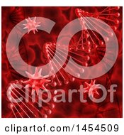 Clipart Graphic Of A 3d Red Dna Strand And Virus Cells Background Royalty Free Illustration