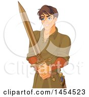 Poster, Art Print Of Young Handsome Man Arthur Holding A Sword