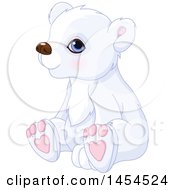 Clipart Graphic Of A Cute Adorable Sitting Polar Bear Cub Royalty Free Vector Illustration