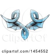 Clipart Graphic Of A Sketched Pair Of Blue Wings Royalty Free Vector Illustration by cidepix