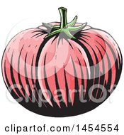 Clipart Graphic Of A Sketched Tomato Royalty Free Vector Illustration