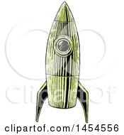 Clipart Graphic Of A Sketched Green Rocket Royalty Free Vector Illustration