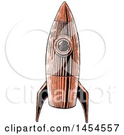 Clipart Graphic Of A Sketched Orange Rocket Royalty Free Vector Illustration