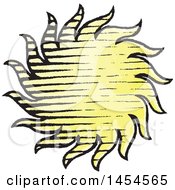 Clipart Graphic Of A Sketched Yellow Sun Royalty Free Vector Illustration