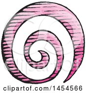 Clipart Graphic Of A Sketched Pink Spiral Galaxy Royalty Free Vector Illustration