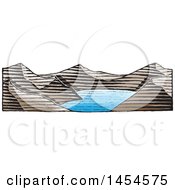 Clipart Graphic Of A Sketched Landscape Of Mountains And A Lake Royalty Free Vector Illustration by cidepix