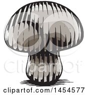 Clipart Graphic Of A Sketched Button Mushroom Royalty Free Vector Illustration