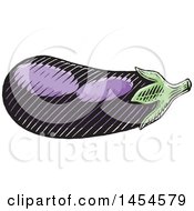 Clipart Graphic Of A Sketched Purple Eggplant Royalty Free Vector Illustration