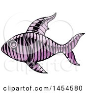 Clipart Graphic Of A Sketched Purple Fish Royalty Free Vector Illustration