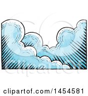 Poster, Art Print Of Clipart Graphic Of A  Sketched Background Of Clouds Royalty Free Vector Illustration