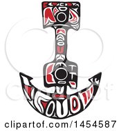 Clipart Graphic Of A Northwest Coast Art Style Anchor Royalty Free Vector Illustration