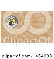Clipart Of A Retro Woodcut Kettlebell Hanging On A Barbell In A Circle With Stars And Brown Rays Background Or Business Card Design Royalty Free Illustration