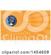 Clipart Of A Pipe Monkey Wrench Rocket In Flight Near Earth In A Circle Of Stars And Orange Rays Background Or Business Card Design Royalty Free Illustration