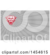 Clipart Of A Retro Fierce Mountain Lion Puma Cougar Face And Gray Rays Background Or Business Card Design Royalty Free Illustration by patrimonio