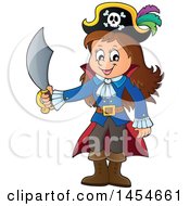 Poster, Art Print Of Cartoon Pirate Girl Holding A Sword