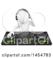 Clipart Graphic Of A 3d White Man Dj Using A Mixer On A White Background Royalty Free Illustration