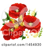 Clipart Of A Red Poppy Flower Design Element Royalty Free Vector Illustration