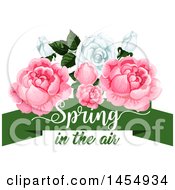 Clipart Of A White And Pink Rose Spring Time Flower Design Element Royalty Free Vector Illustration