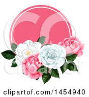 Clipart Of A White And Pink Rose Flower Design Element Royalty Free Vector Illustration
